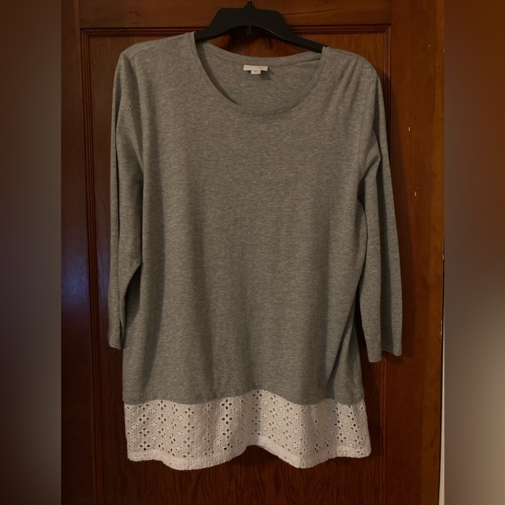 J JILL XL Eyelet trimmed top